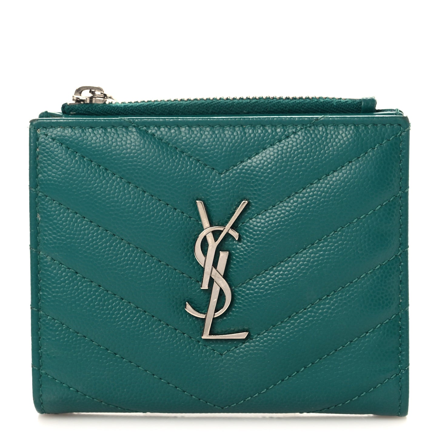 Grain De Poudre Matelasse Chevron Monogram Zipped Card Case Malachite Green