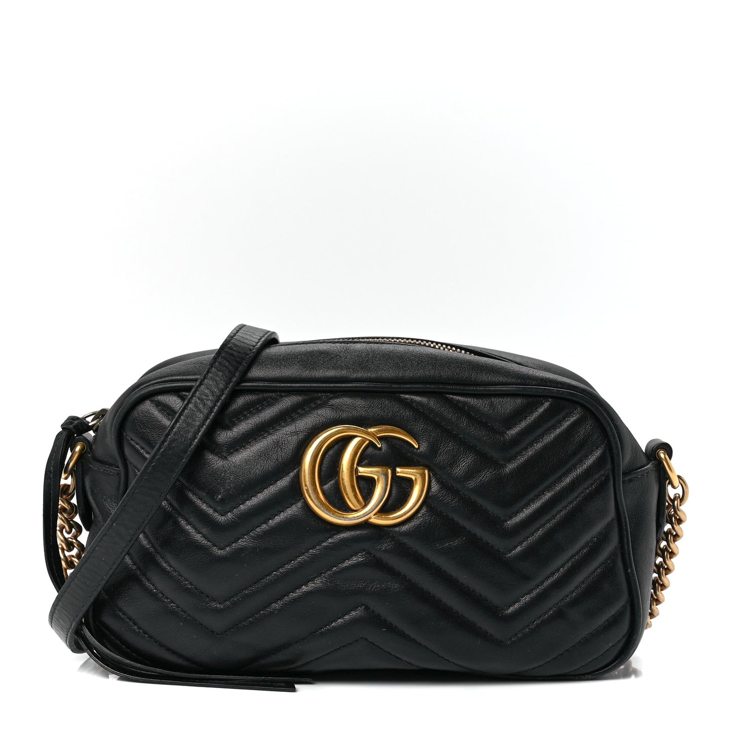 Calfskin Matelasse Small GG Marmont Chain Shoulder Bag Black