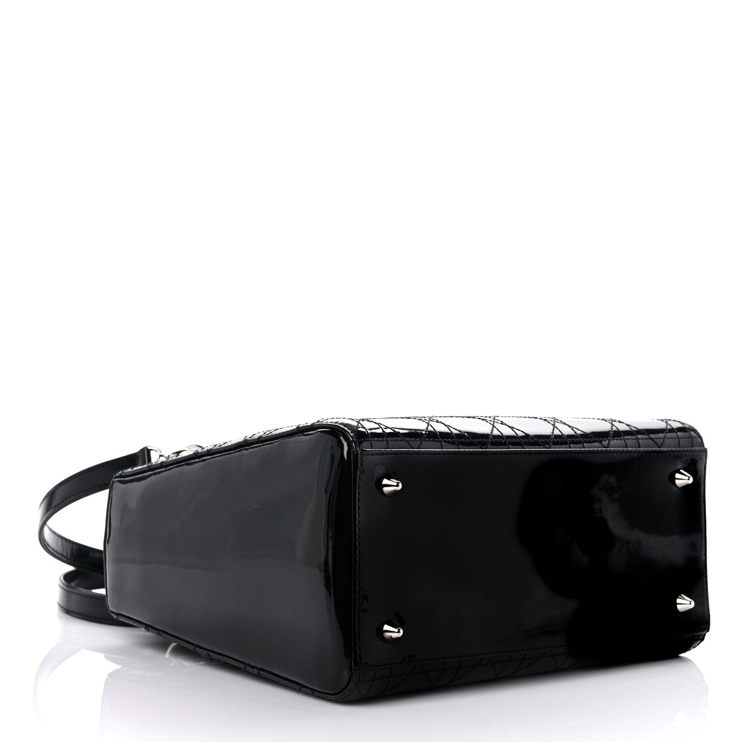 Patent Cannage Stitched Medium Lady Dior Black