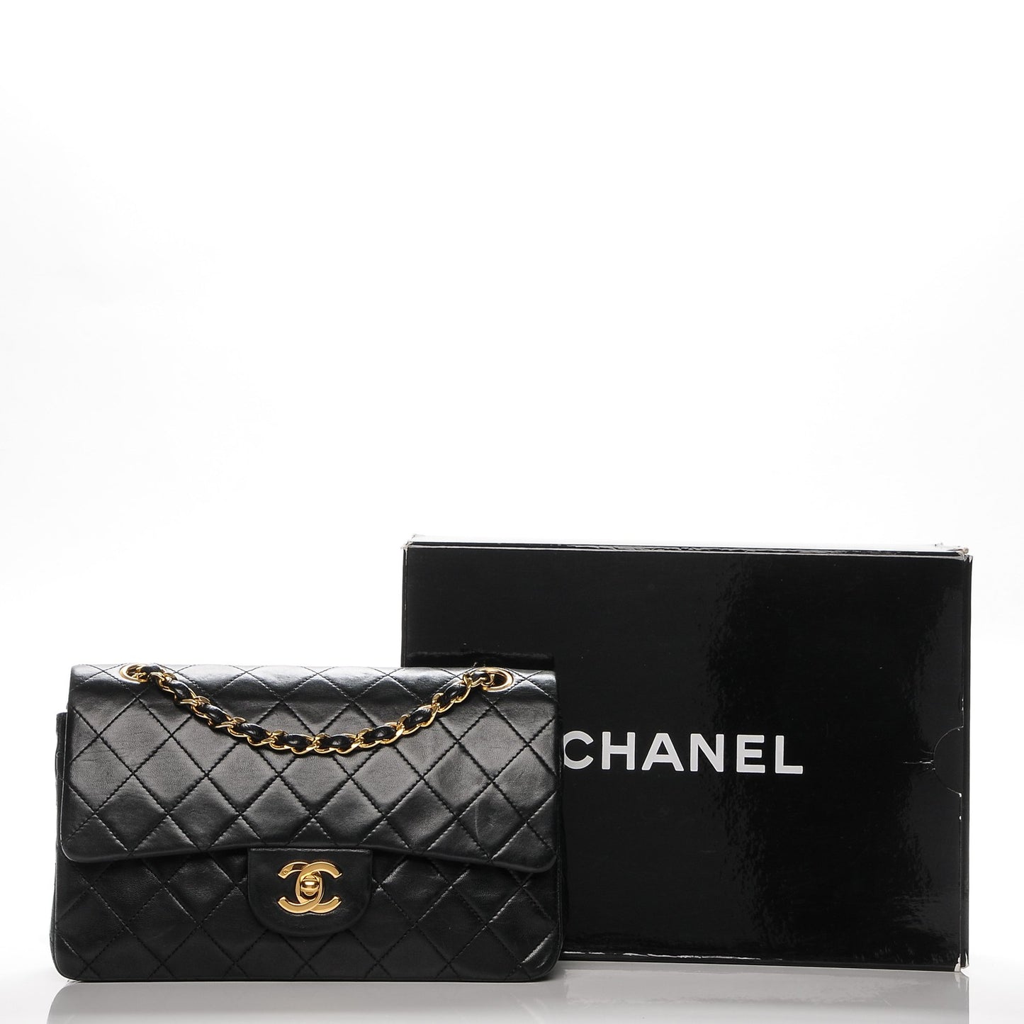 Lambskin Quilted Small Double Flap Black