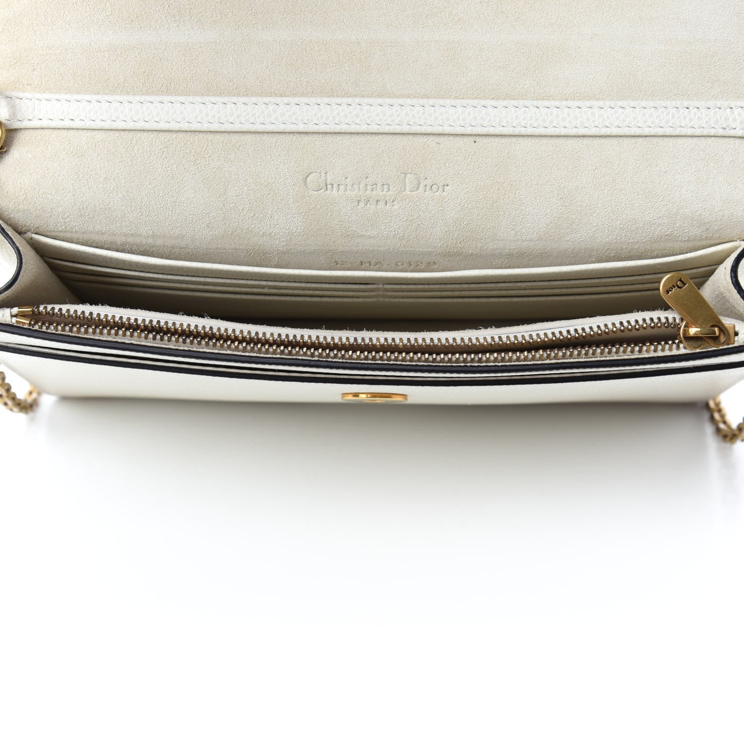 Christian Dior Grained Calfskin Saddle Chain Pouch Off White 5 of 11