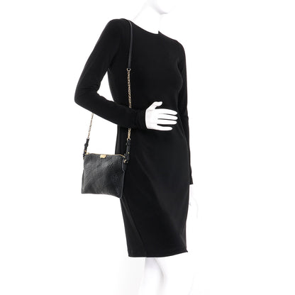 Burberry Signature Grain Calfskin Check Embossed Peyton Crossbody Clutch Bag Black 2 of 6