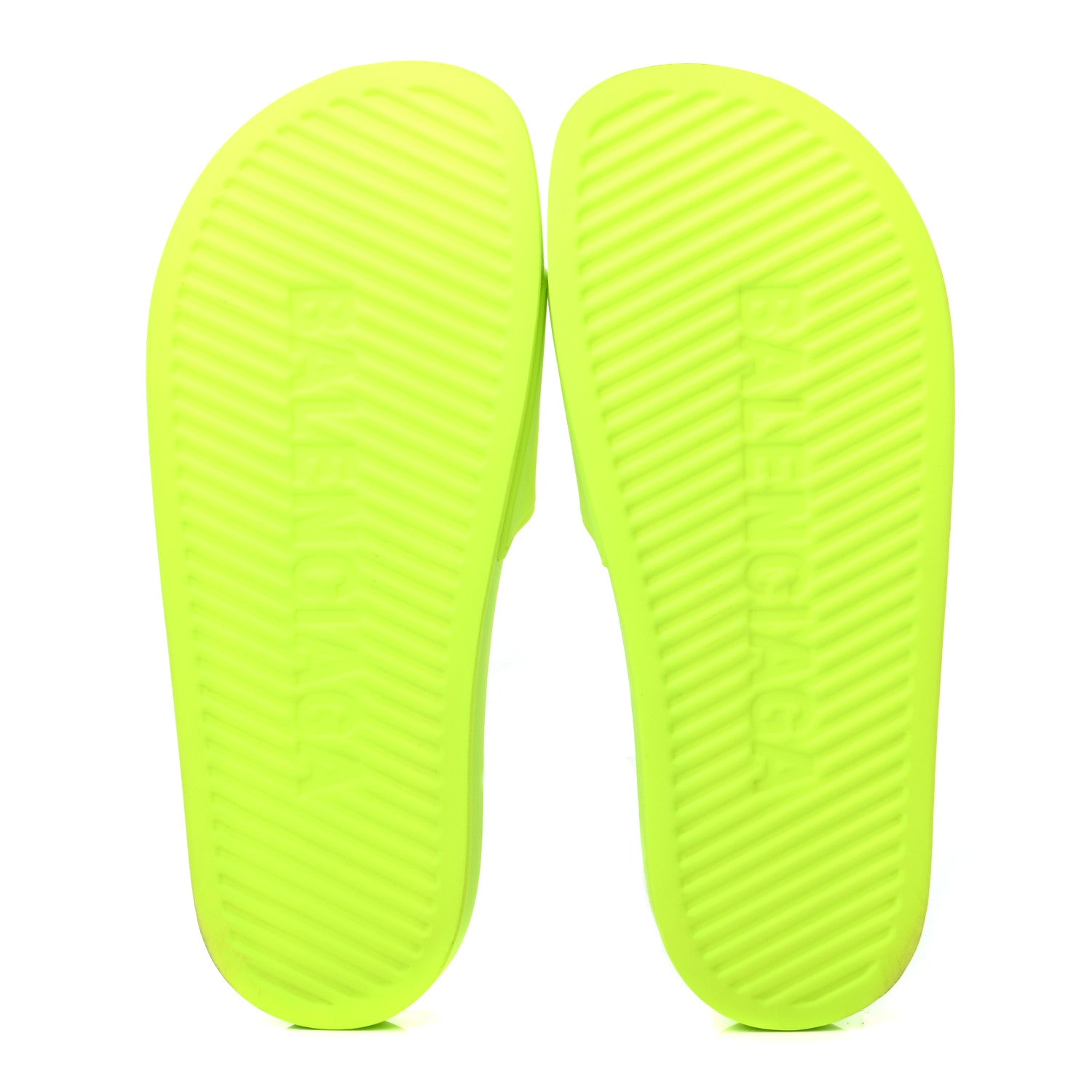 Balenciaga PVC Logo Womens Pool Slide Sandals 38 Jaune Fluo 5 of 6