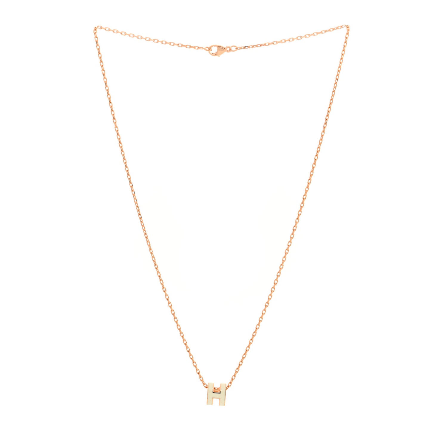 Lacquered Rose Gold Mini Pop H Pendant Necklace White