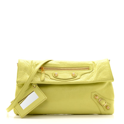 Balenciaga Agneau Giant 12 Gold Hardware Envelope Strap Clutch Jaune Citronnade 3 of 14