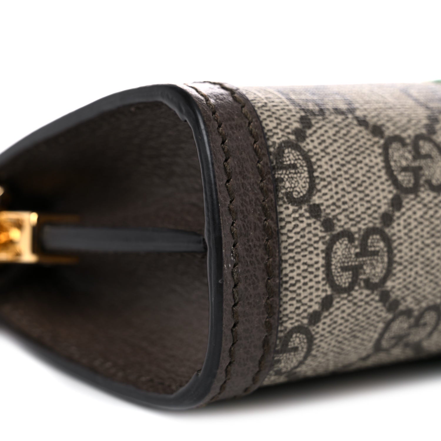 Gucci GG Supreme Monogram Textured Dollar Calfskin Web Mini Ophidia Chain Shoulder Bag Beige Ebony New Acero 9 of 10