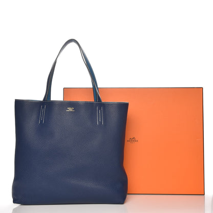 Hermes Taurillon Clemence Double Sens 45 Reversible Tote Bleu Electrique Graphite 11 of 11