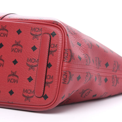 MCM Visetos Medium Liz Reversible Shopper Tote Ruby Red 10 of 13