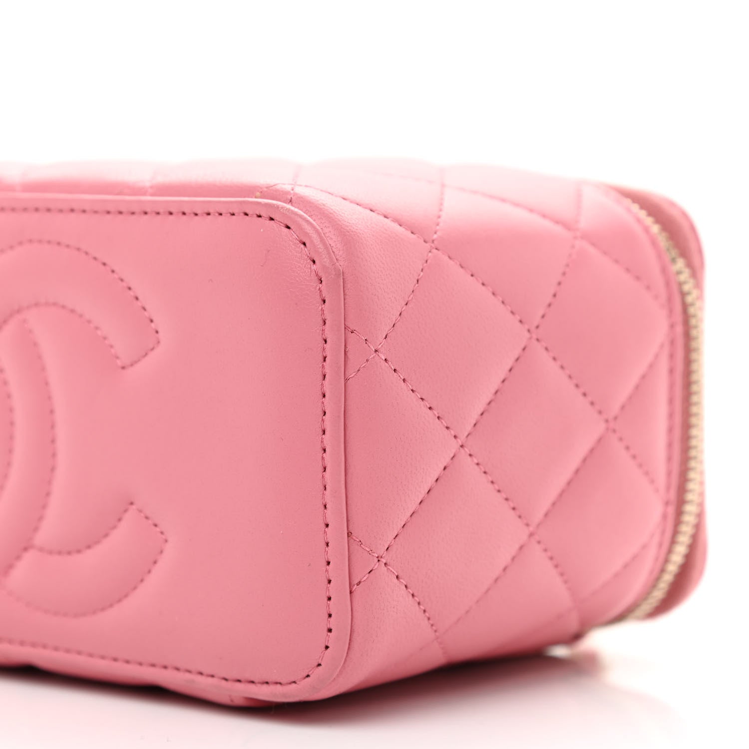 Chanel Lambskin Quilted Small Top Handle Vanity Case With Chain Dark Pink 9 of 10
