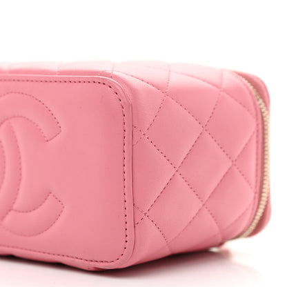 Chanel Lambskin Quilted Small Top Handle Vanity Case With Chain Dark Pink 9 of 10