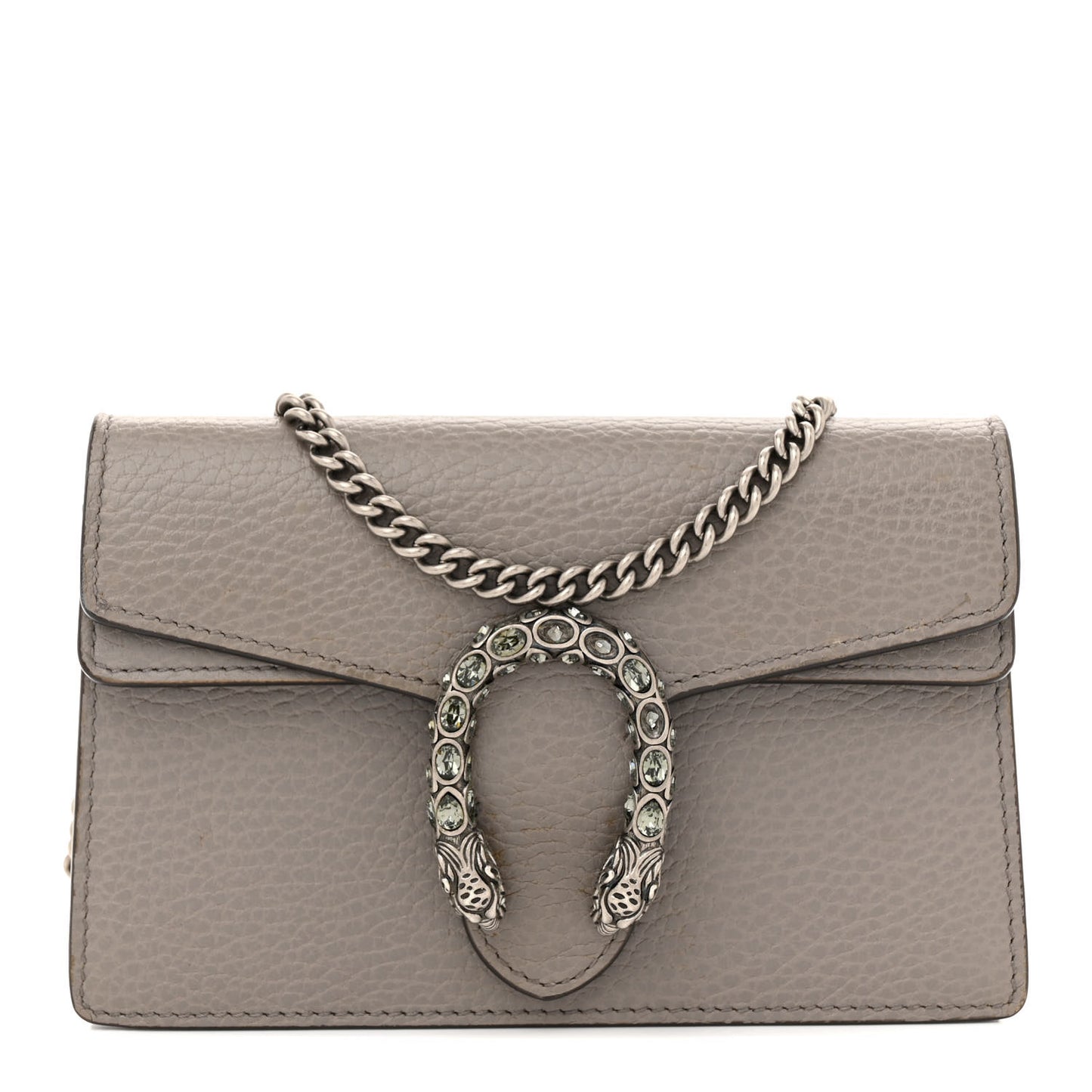 Dollar Calfskin Crystal Super Mini Dionysus Shoulder Bag Dusty Grey Black Diamond