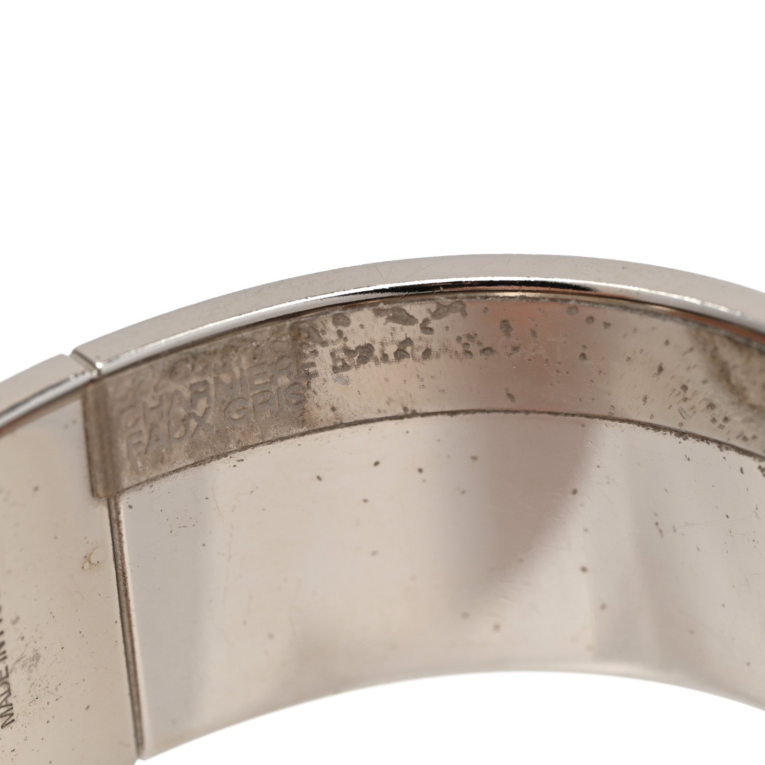 Hermes Enamel Printed Charniere Baobab Cat Wide Hinged Bracelet S Faux Gris 5 of 7