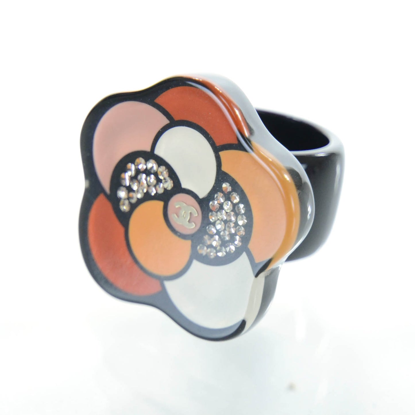 Resin Crystal CC Camellia Ring Size 6