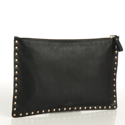 Valentino Garavani Vitello Large Rockstud Zip Pouch Black 3 of 6