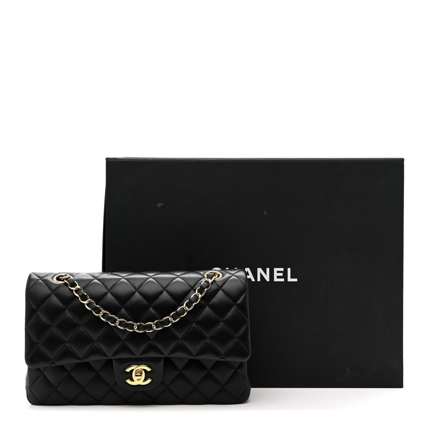 Chanel Lambskin Quilted Medium Double Flap Black 14 of 14