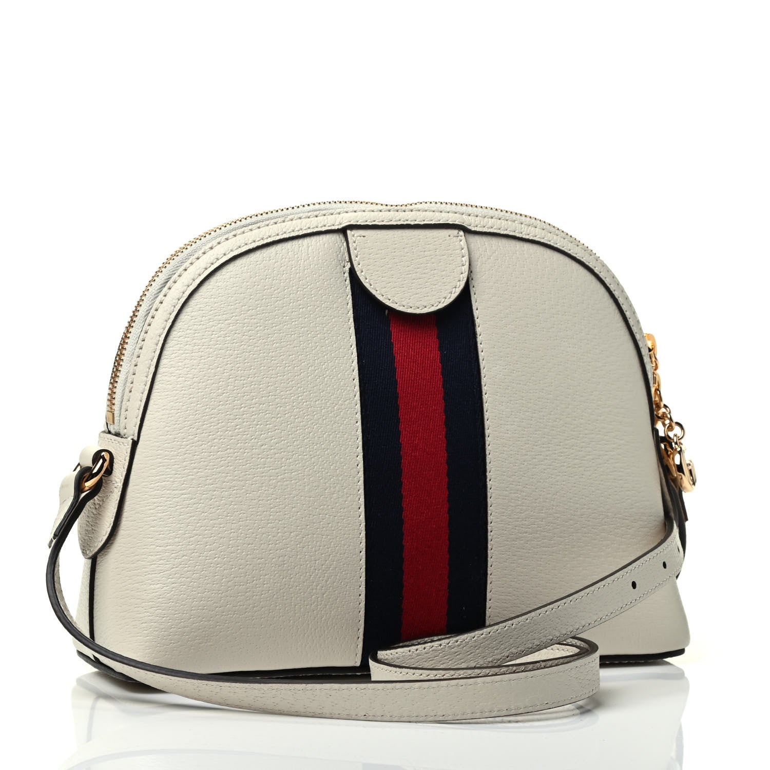 Gucci Textured Dollar Calfskin Web Small Ophidia Dome Shoulder Bag Mystic White 2 of 5