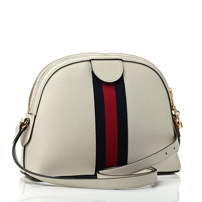 Gucci Textured Dollar Calfskin Web Small Ophidia Dome Shoulder Bag Mystic White 2 of 5