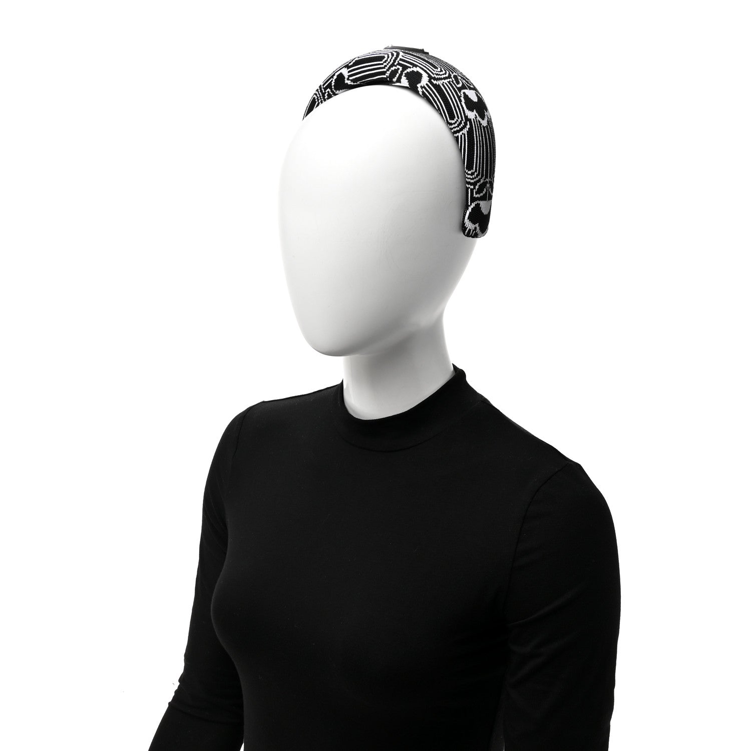 Prada Maglia Jacquard Metal Triangle Logo Headband Black White 2 of 4