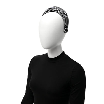 Prada Maglia Jacquard Metal Triangle Logo Headband Black White 2 of 4