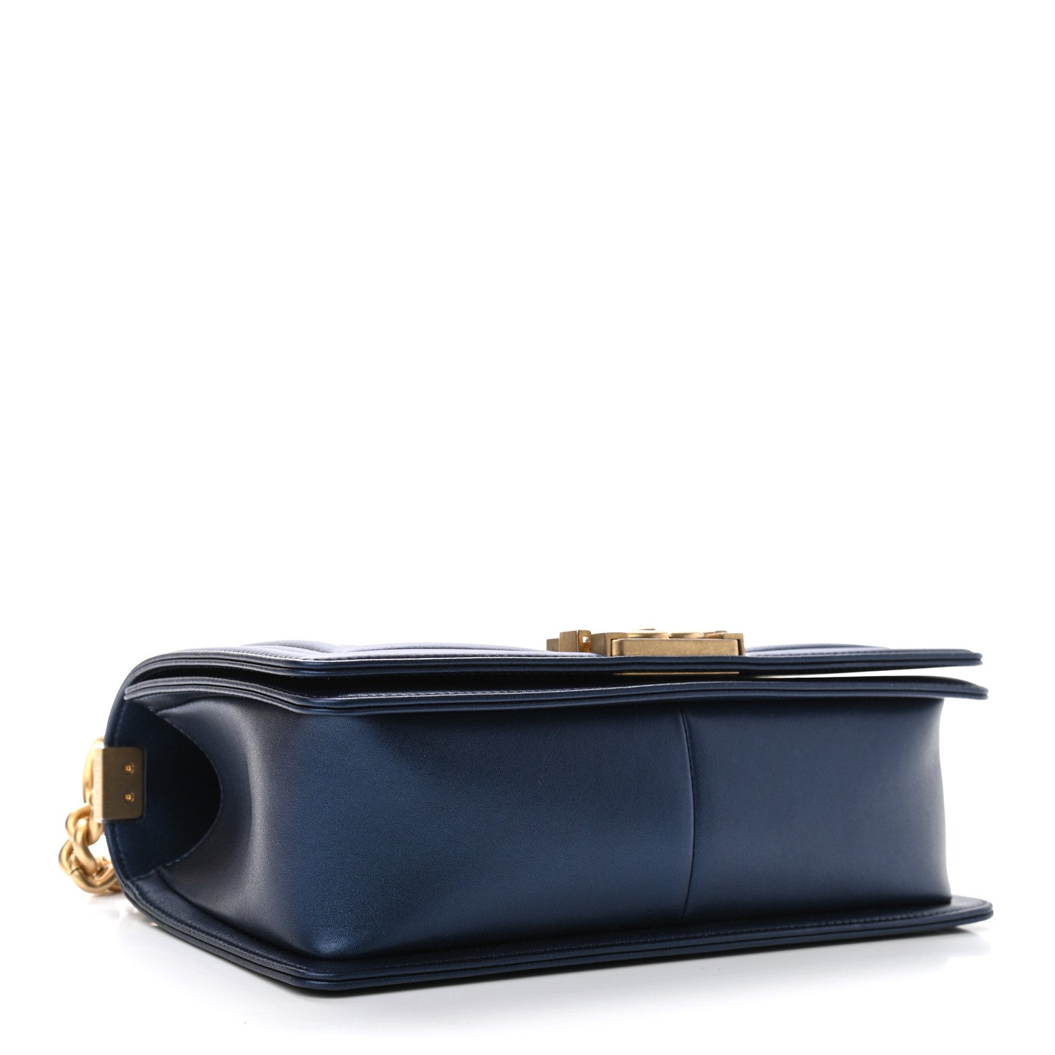 Chanel Metallic Calfskin Quilted Medium Boy Flap Navy Blue 4 of 9