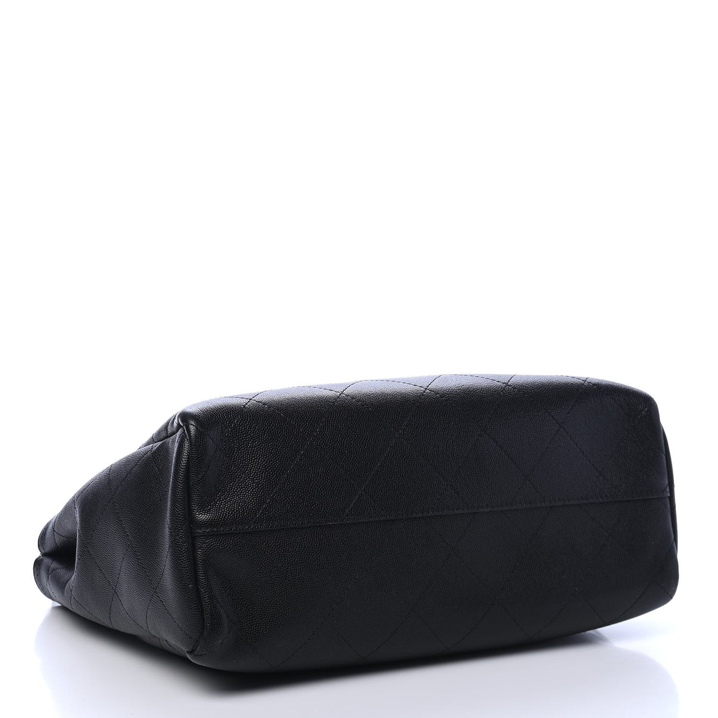 Caviar Stitched Medium Lady Coco Shopping Tote Black