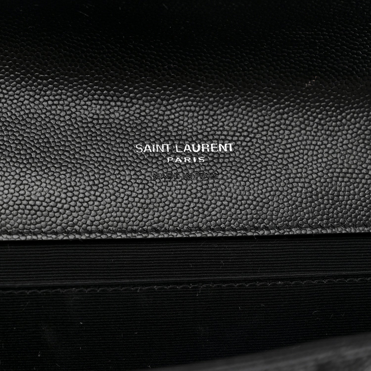 Saint Laurent Grain De Poudre Matelasse Chevron Monogram Envelope Clutch Black 6 of 10