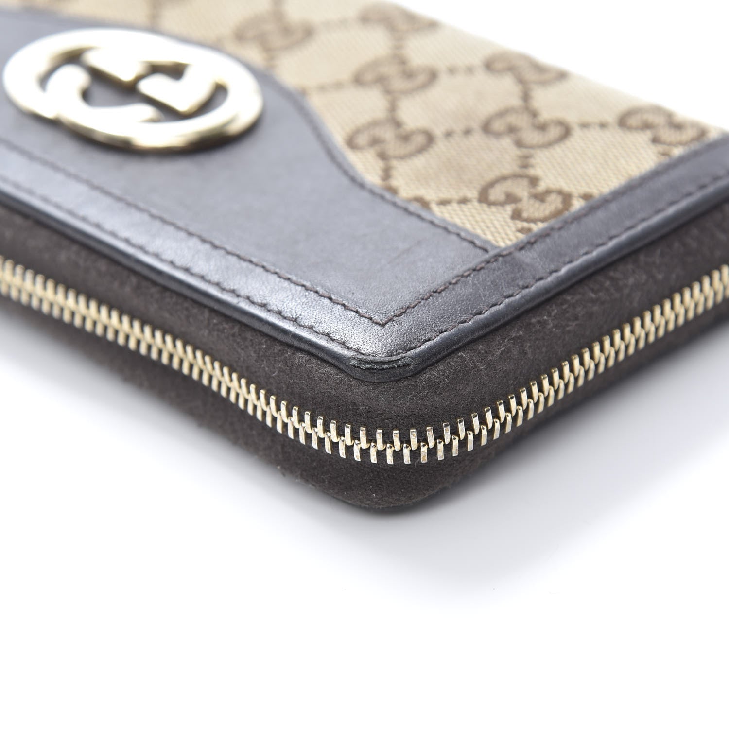 Gucci Monogram Margaux Calfskin Sukey Zip Around Wallet Beige Ebony Cocoa 12 of 13