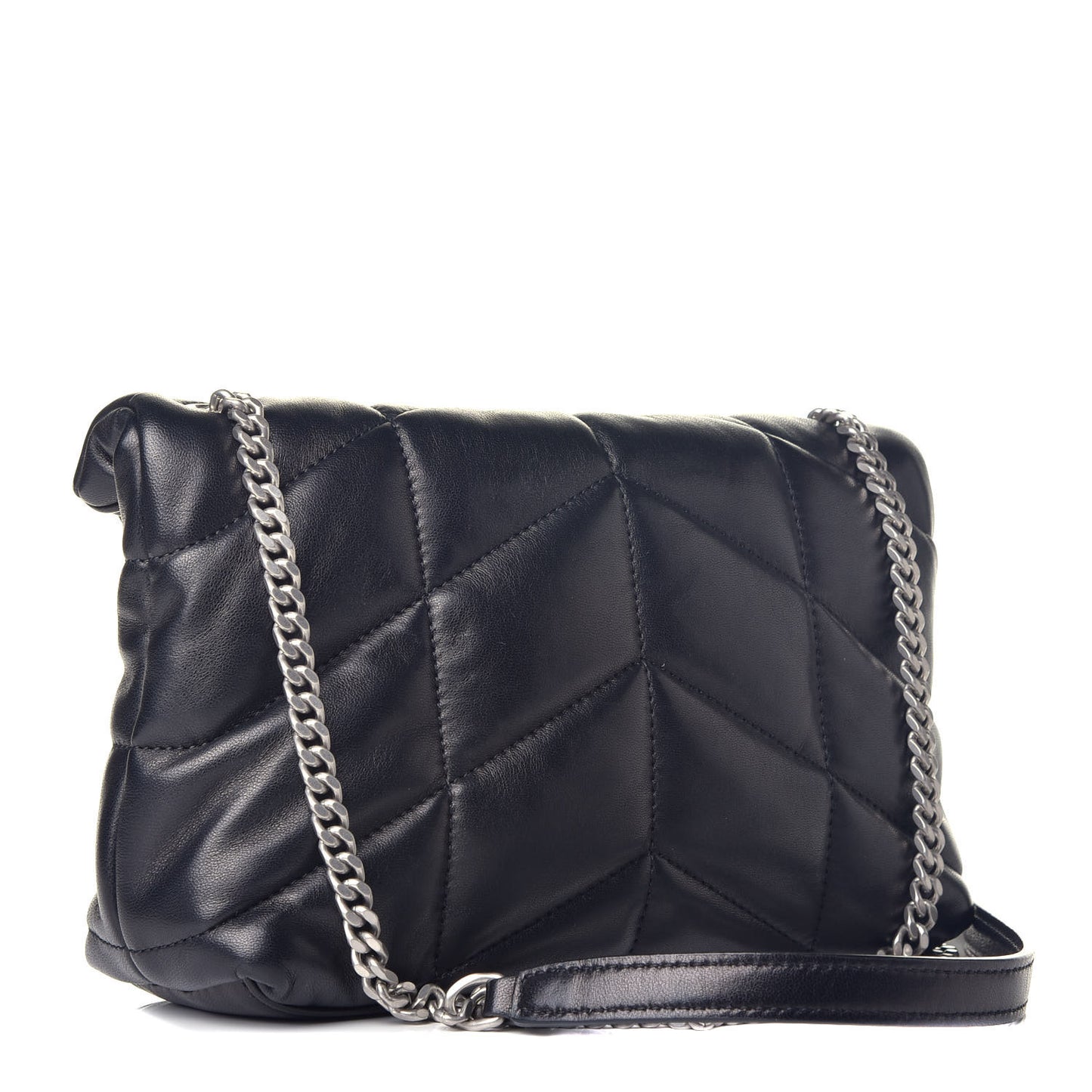 Lambskin Quilted Toy Loulou Puffer Monogram Chain Satchel Black