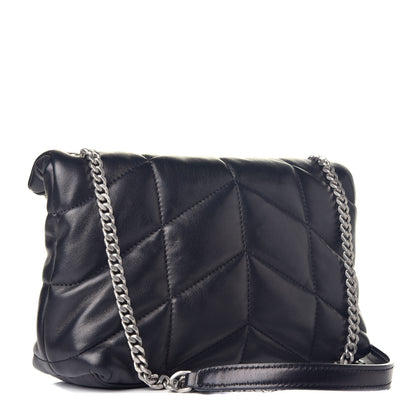 Saint Laurent Lambskin Quilted Toy Loulou Puffer Monogram Chain Satchel Black 3 of 9