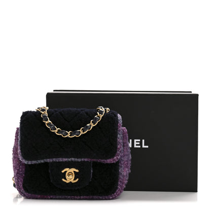 Chanel Shearling Tweed Quilted Mini Square Flap Bag Purple 13 of 13