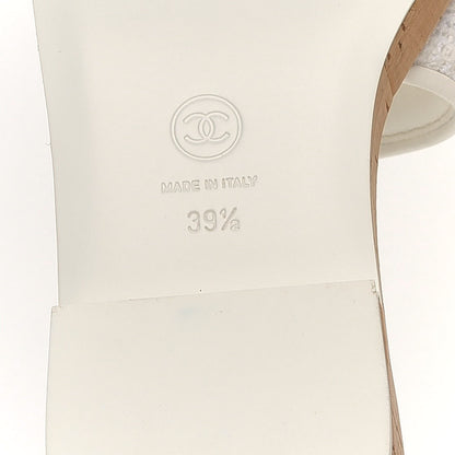 Chanel Tweed Cork CC Chain Mule Sandal 39.5 White 8 of 10