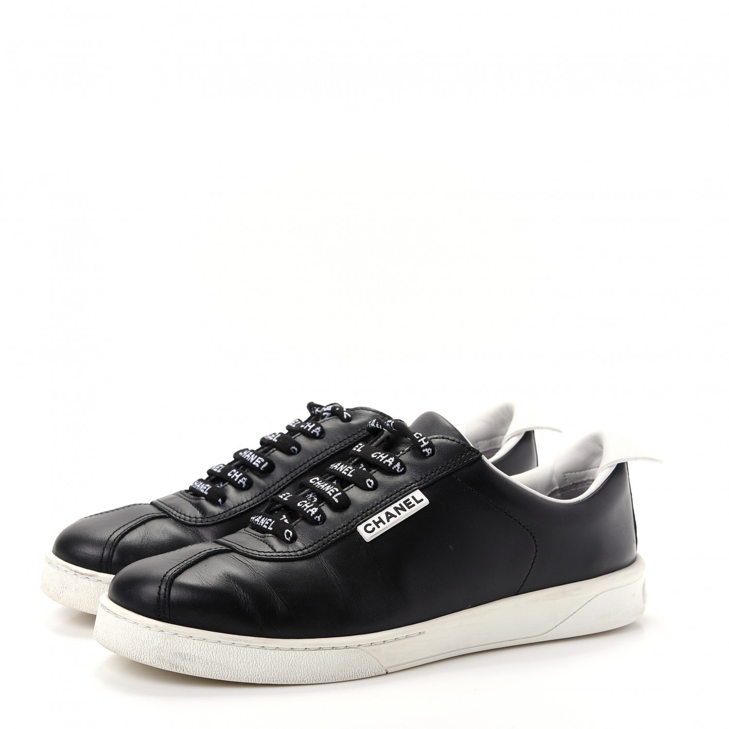 Chanel Calfskin CC Womens Sneakers 38.5 Black 3 of 11