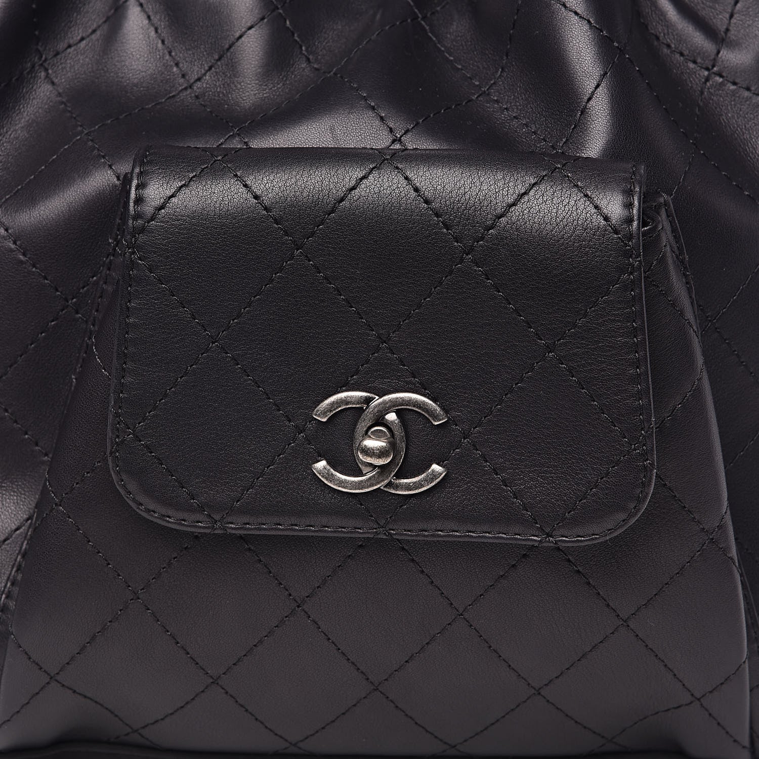 Chanel Calfskin Stitched Medium Urban Luxury Drawstring Backpack Black 10 of 10
