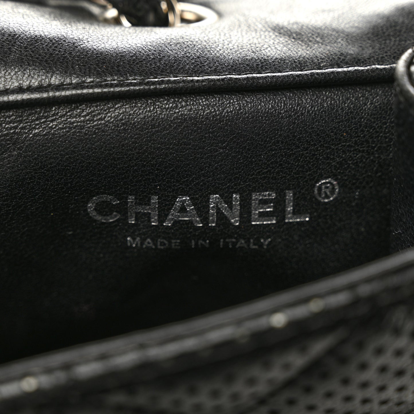 Lambskin Perforated Mini Flap Bag Black