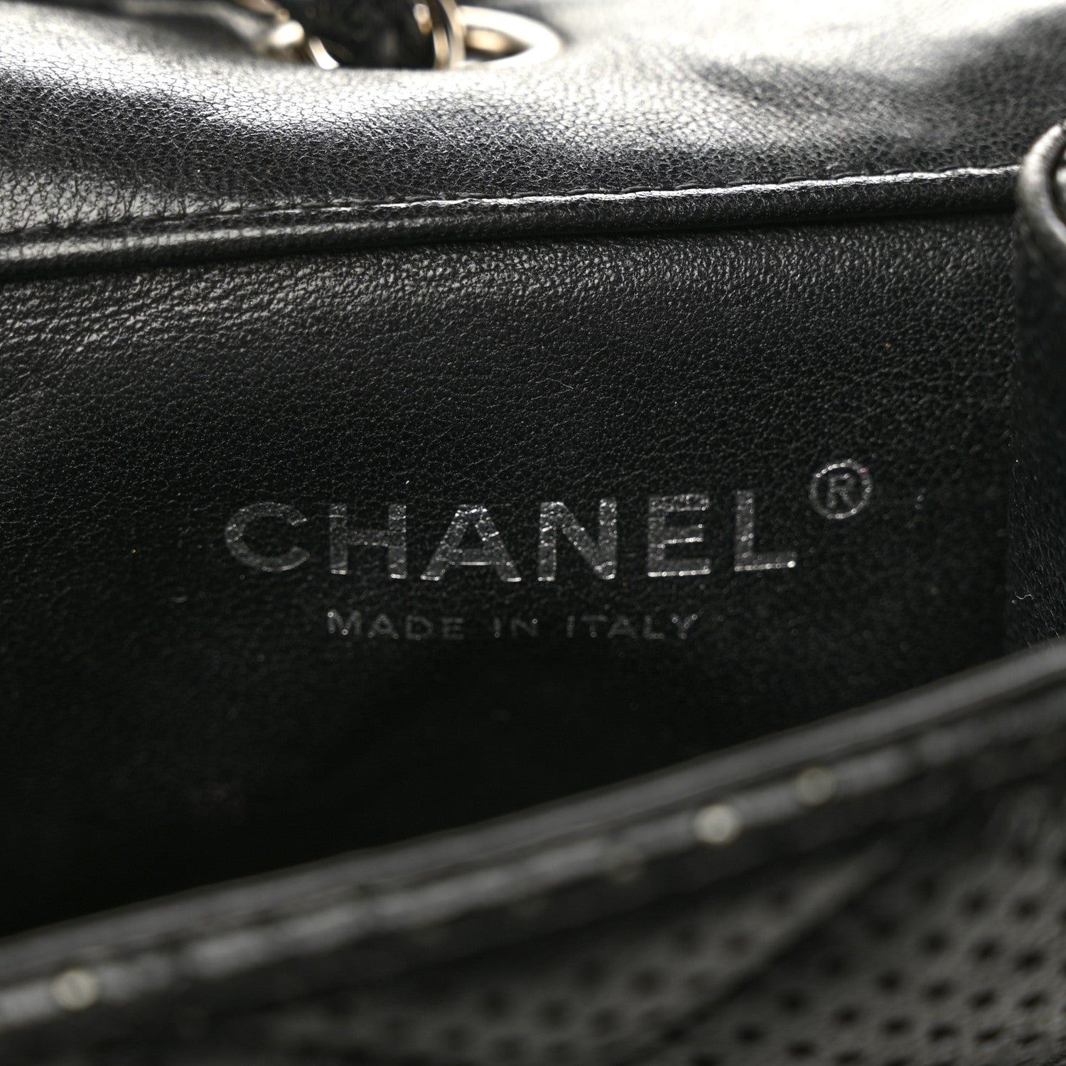 Chanel Lambskin Perforated Mini Flap Bag Black 5 of 9