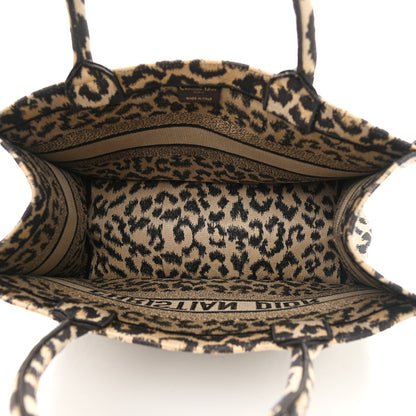 Christian Dior Canvas Mizza Embroidered Medium Leopard Book Tote Beige 5 of 12