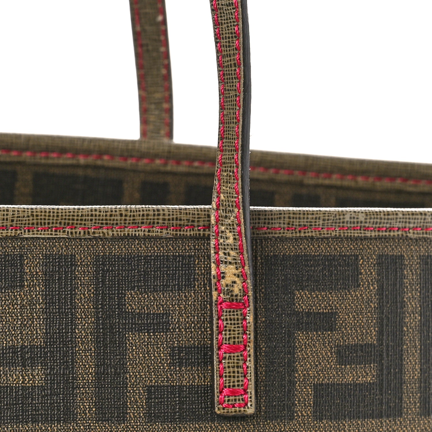 Fendi Zucca Spalmati Vitello Elite Small Roll Tote Tobacco Ciclamino 12 of 17