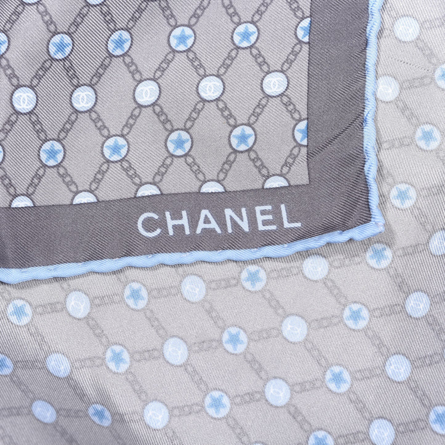 Silk Square Scarf Grey Blue