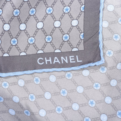 Chanel Silk Square Scarf Grey Blue 2 of 3