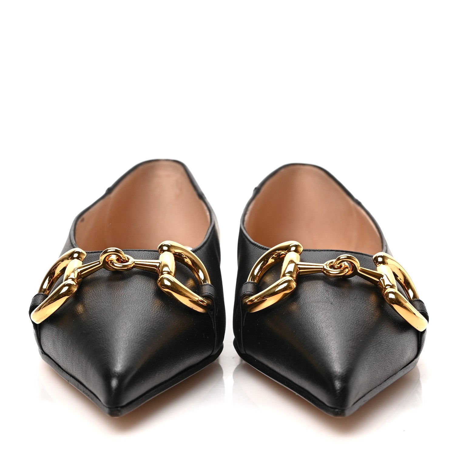 Gucci Nappa Lumiere Deva Horsebit Chain Embellished Flats 35 Black 2 of 9