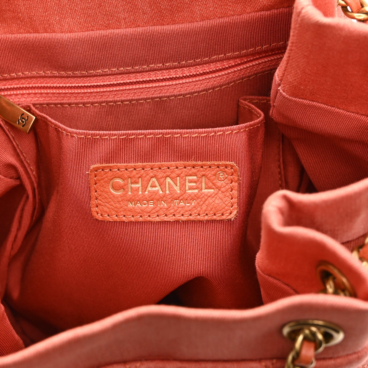 Chanel Washed Denim Quilted Small Urban Spirit Drawstring Bag Orange 6 of 10