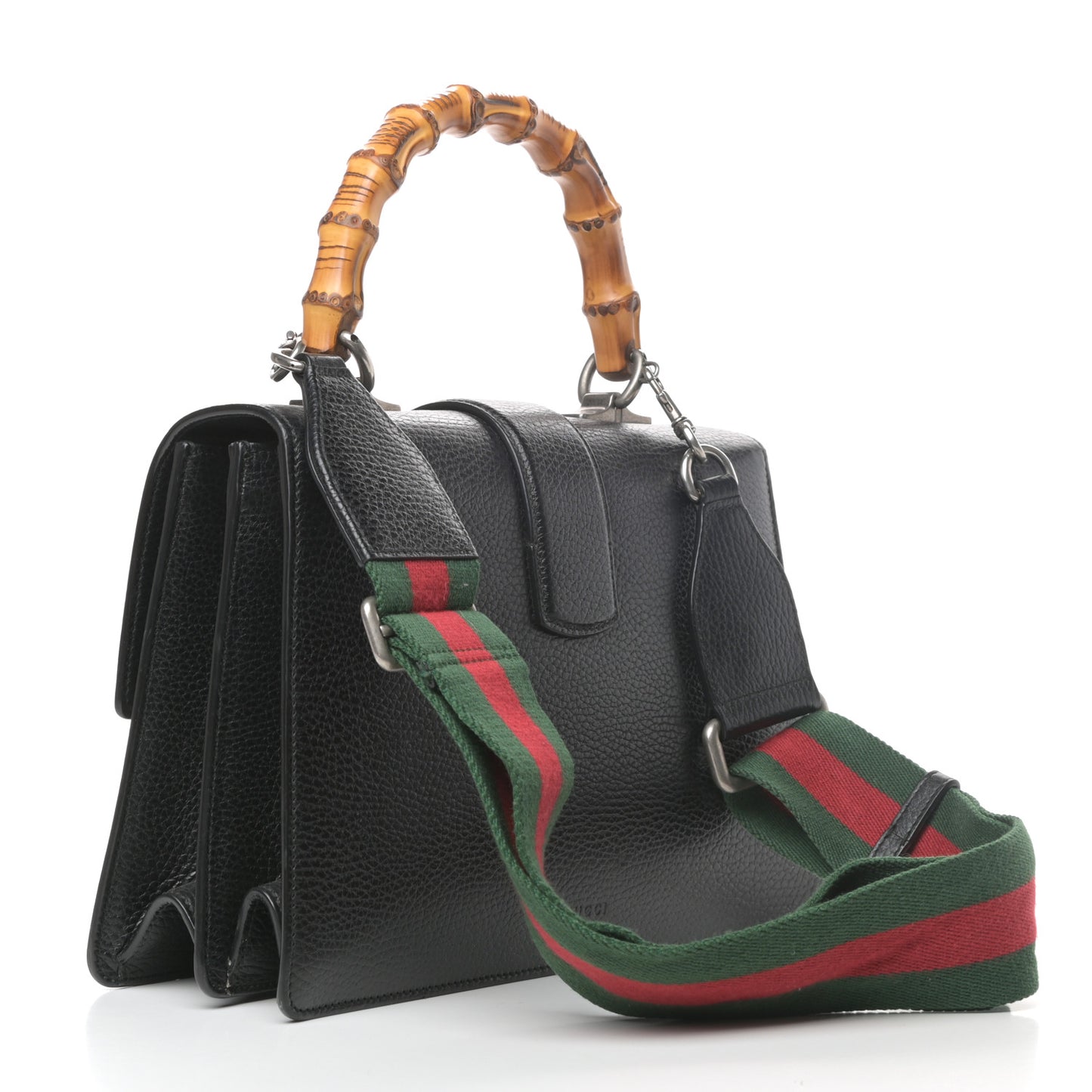 Dollar Calfskin Crystal Web Medium Dionysus Bamboo Top Handle Bag Black Black Diamond