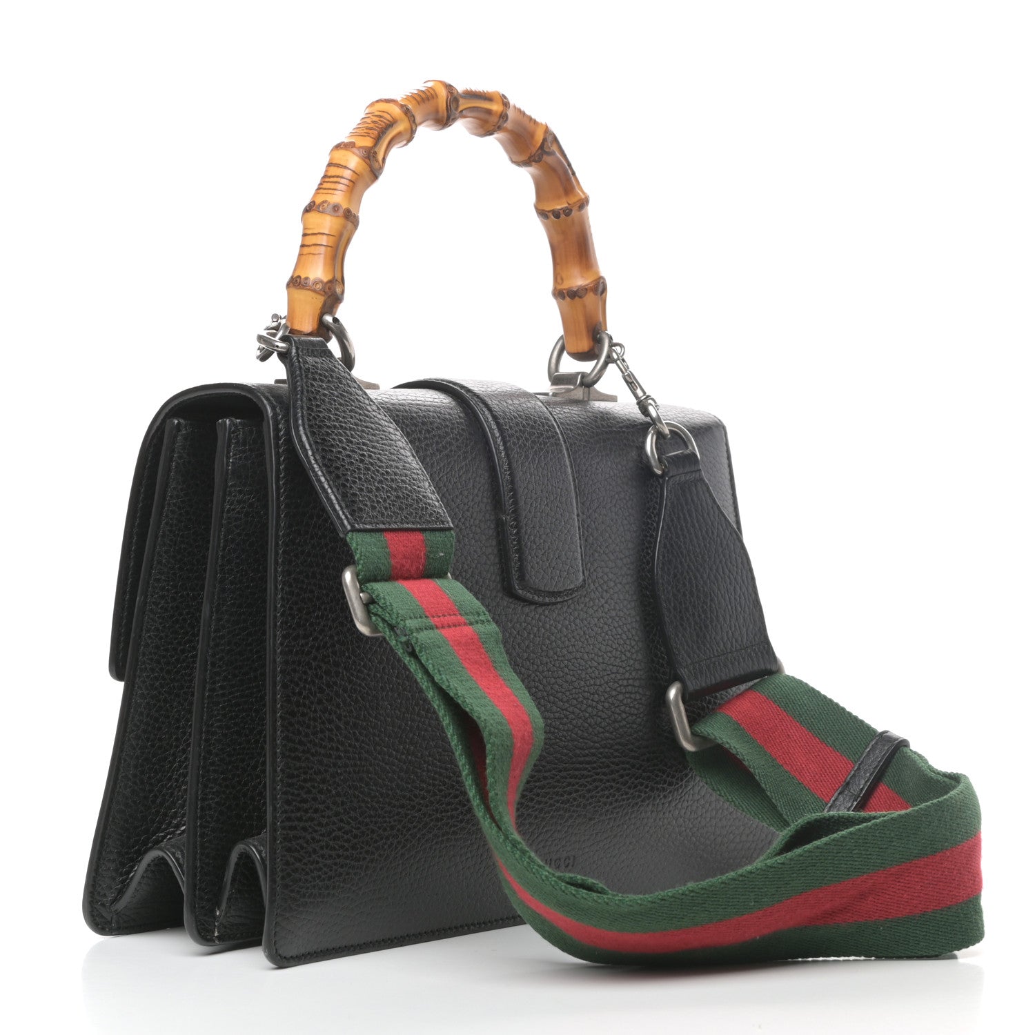 Gucci Dollar Calfskin Crystal Web Medium Dionysus Bamboo Top Handle Bag Black Black Diamond 3 of 9