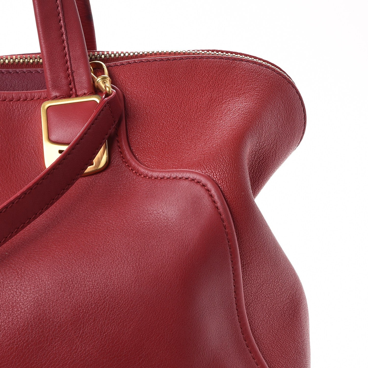 Fendi Vitello Capra Alabama Colorblock Large Chameleon Tote Ciliegia Bordeaux Ruby 11 of 16