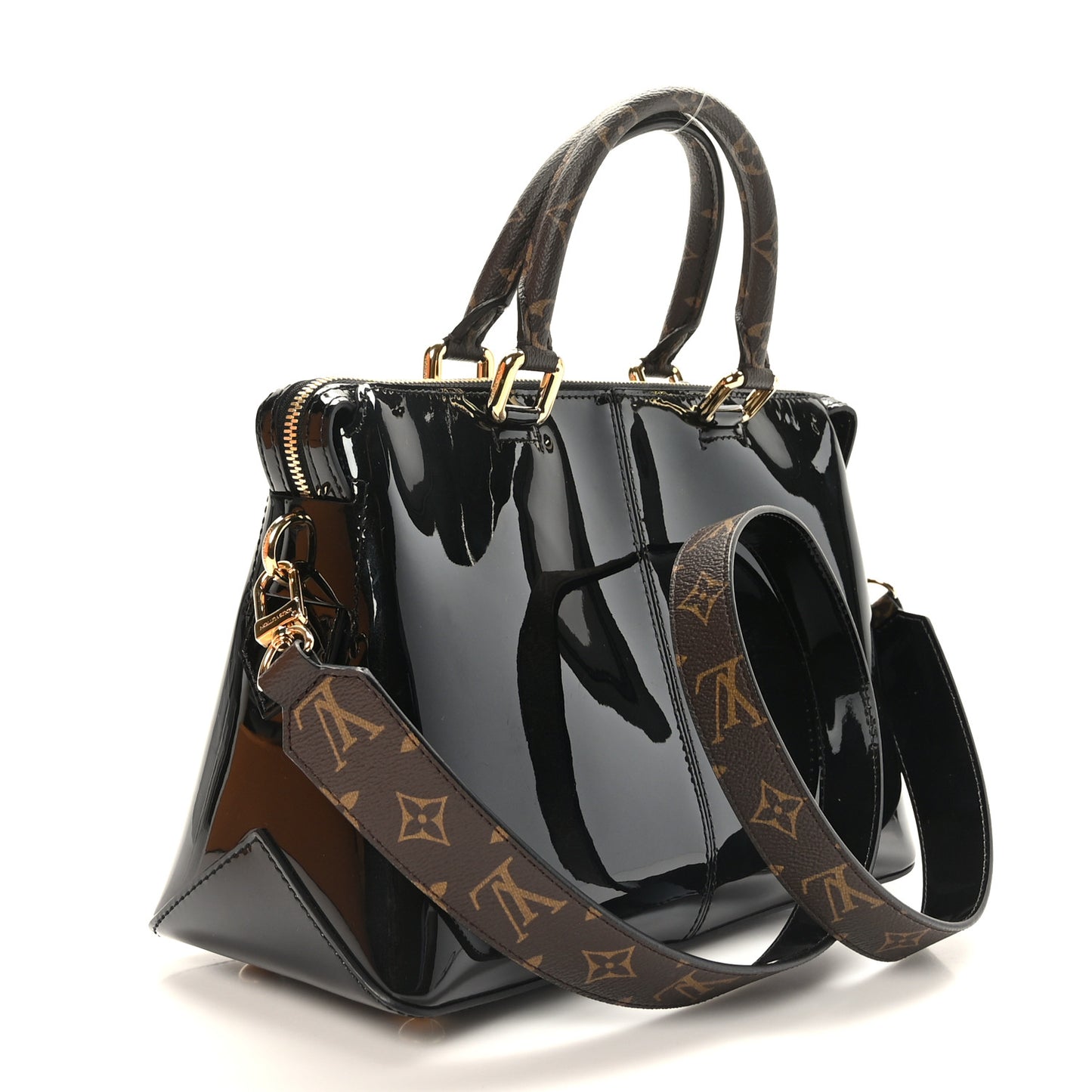 Patent Calfskin Miroir Tote Black