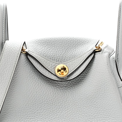 Hermes Taurillon Clemence Mini Lindy 20 Bleu Pale 8 of 11