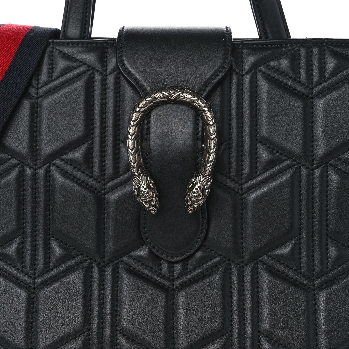 Calfskin Web Quilted Large Dionysus Tote Bag Black