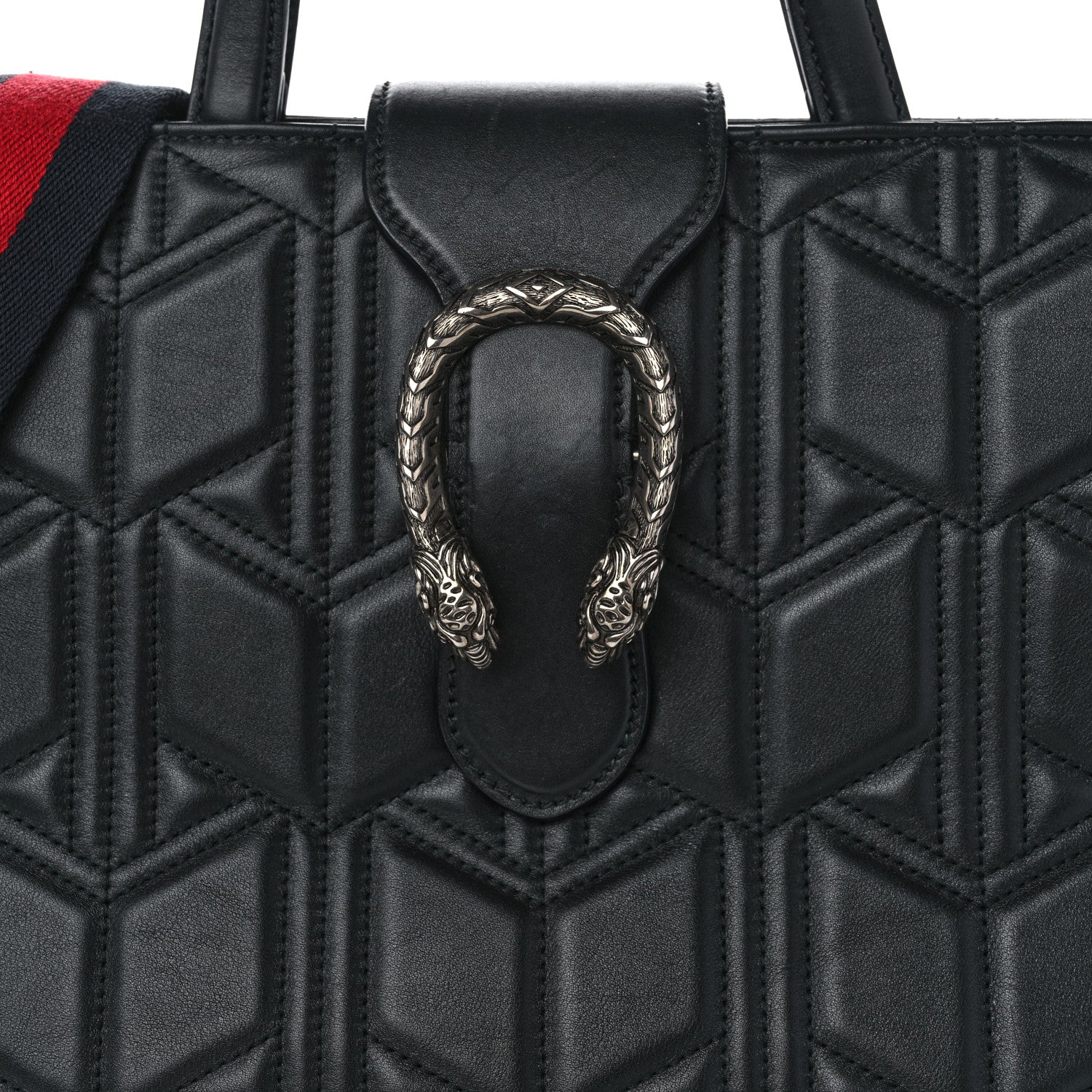 Gucci Calfskin Web Quilted Large Dionysus Tote Bag Black 8 of 13