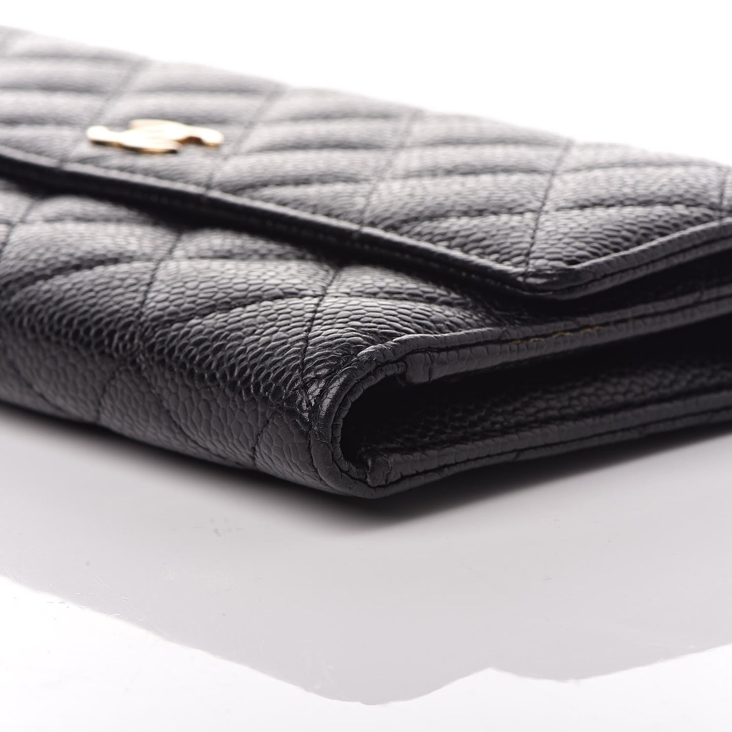 Caviar Quilted Large Flap Wallet Black