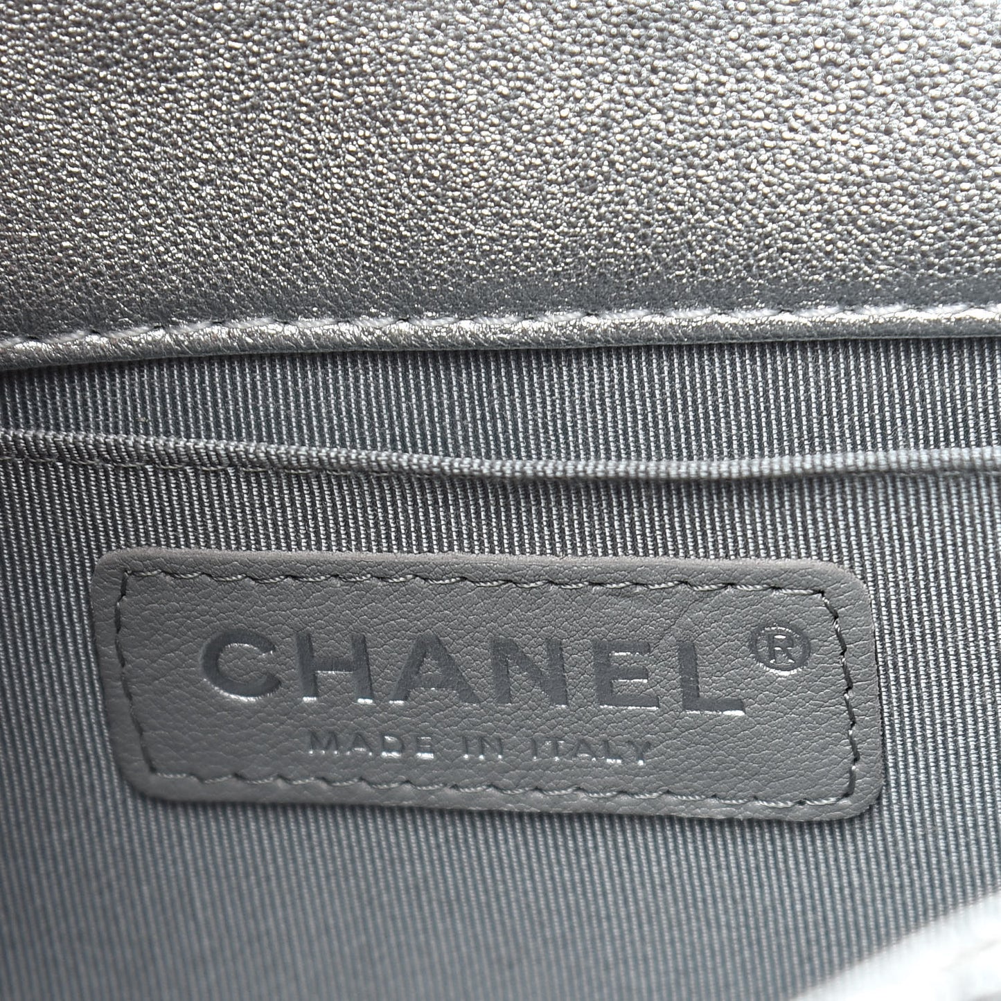 Metallic Lambskin Perforated Mini Rectangular Flap Silver